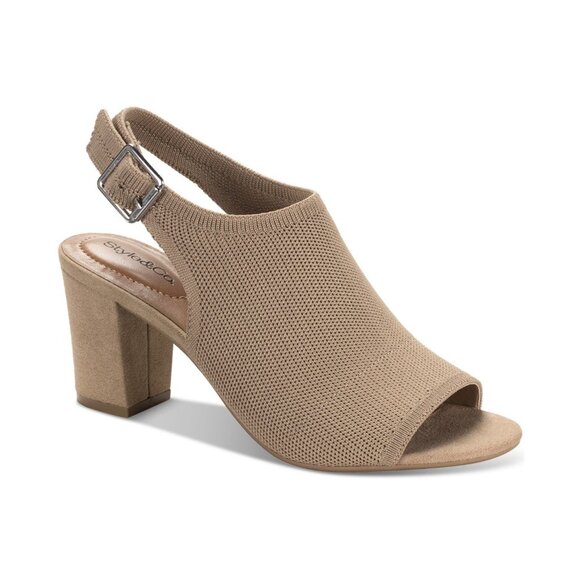 Style & Co Womens Peyyton Slingback Block Heel Shooties Lt Taupe Size 10M NIB - Picture 1 of 5